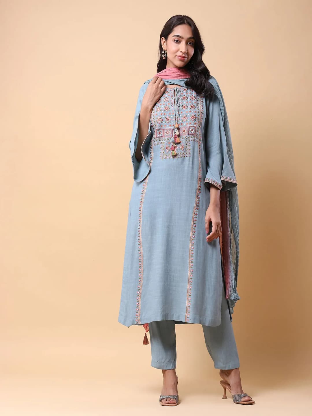 Blue Embroidered Suit Set